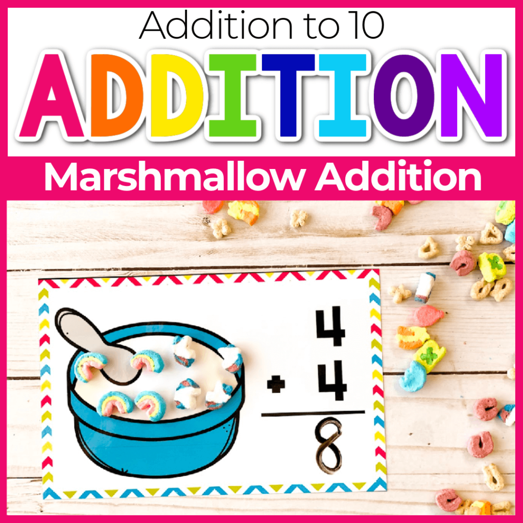 This marshmallow addition mat teaches beginning addition skills.