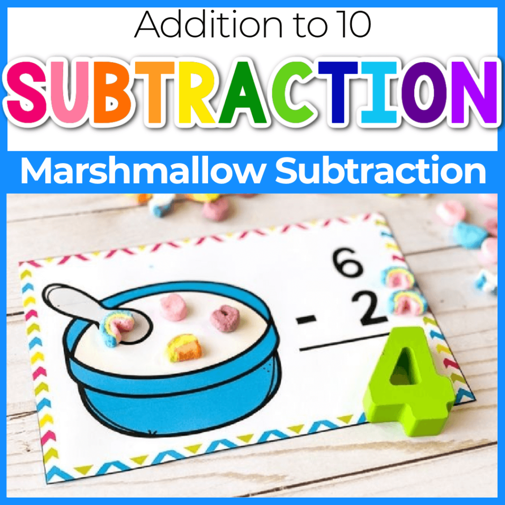 Addition to 10 subtraction marshmallow activity