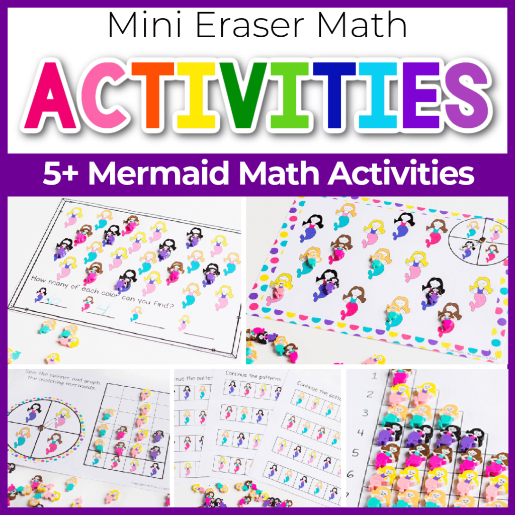 Mini eraser mermaid math activities