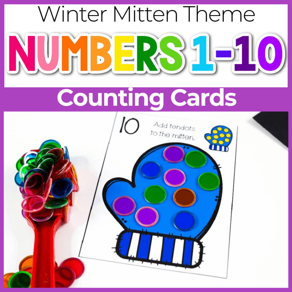 Mitten counting cards for numbers 1-10.