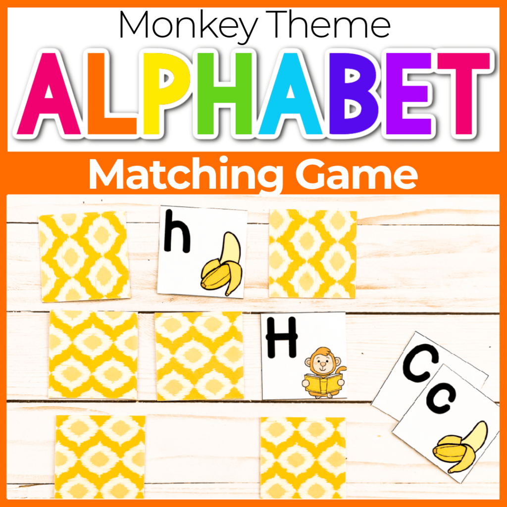 Monkey themed alphabet matching game