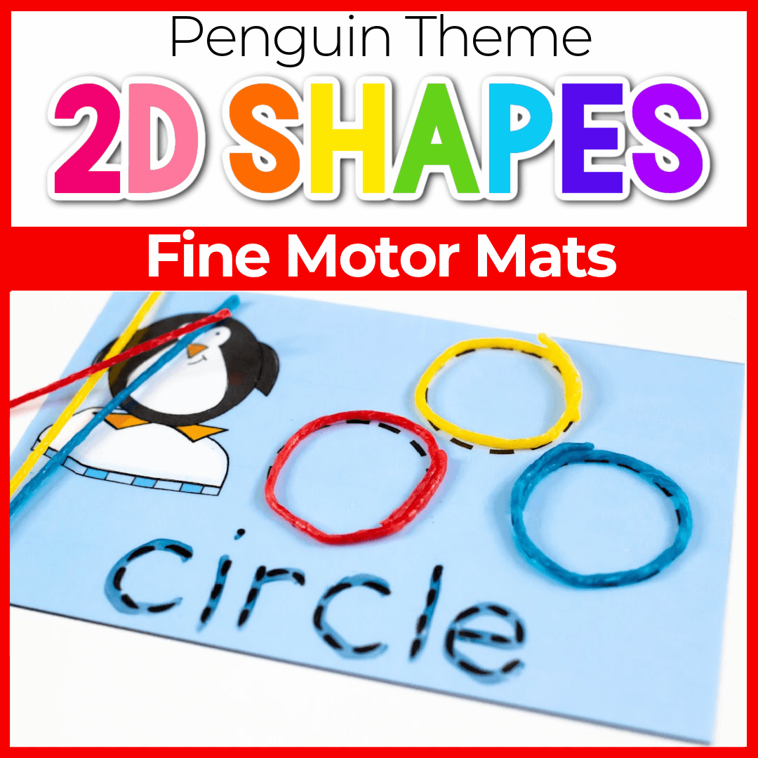 2D Shape Fine Motor Task Cards: Penguin