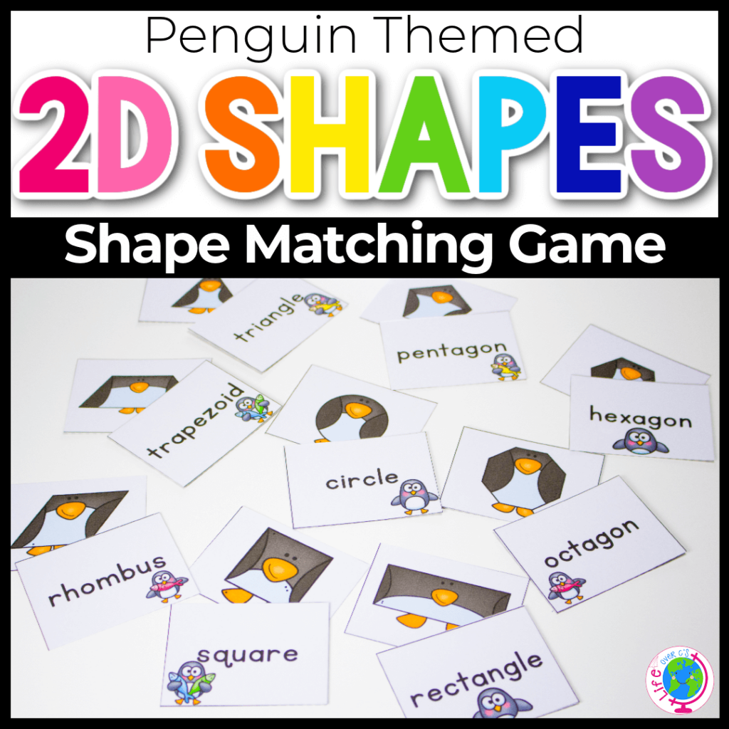 This chilly penguin 2d shape matching game is a great way to introduce or reinforce 2d shapes with preschoolers.
