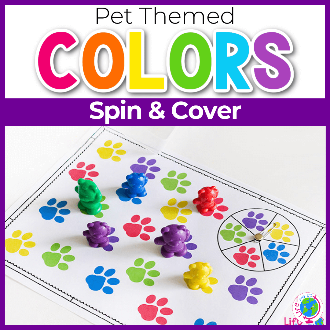 Matching Colors Spin & Cover Game: Pet Paw Prints
