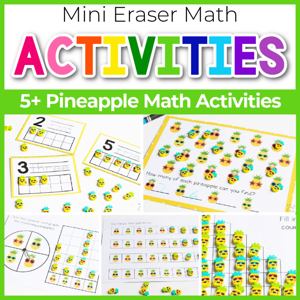 Pineapple math activities with mini erasers