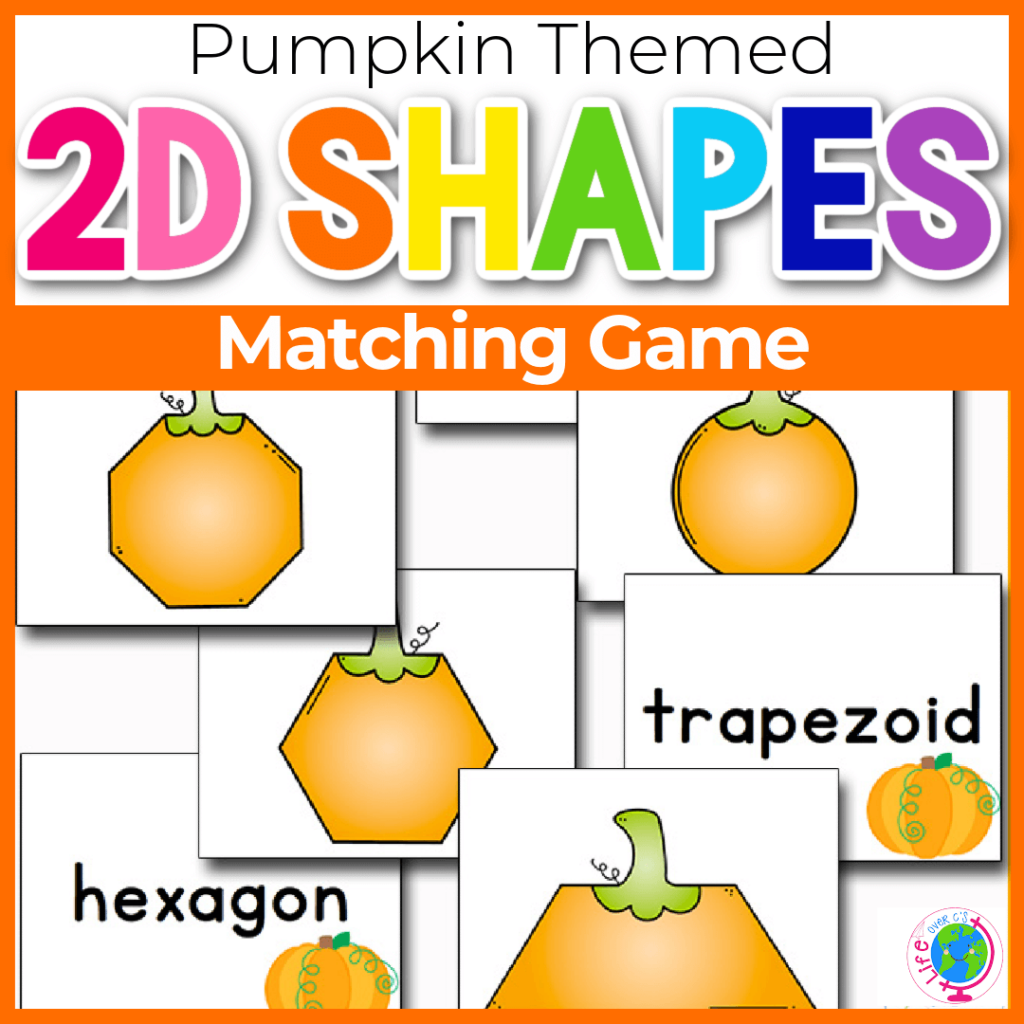 2D shapes Pumpkin fall themed matching game