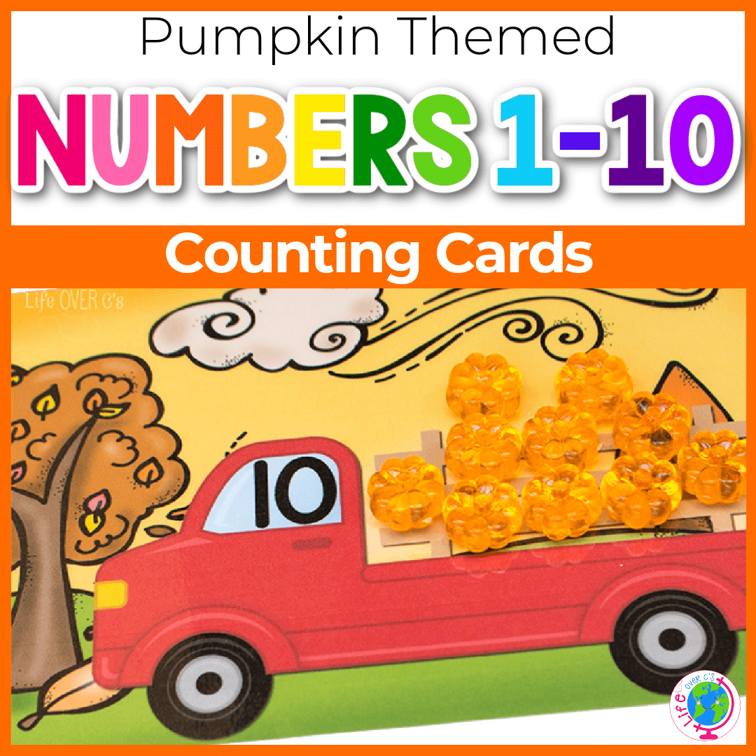 Pumpkin themed counting cards for preschool or kindergarten fall theme.