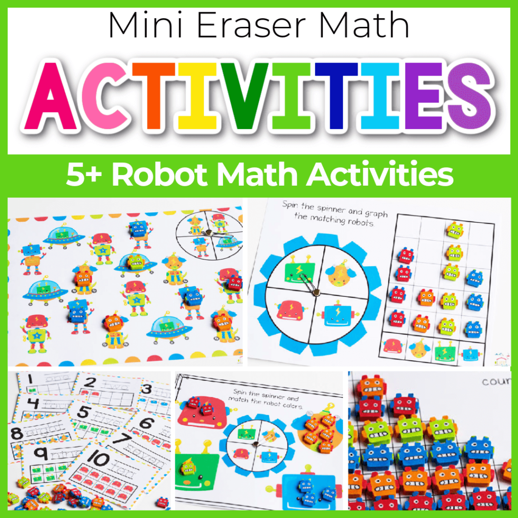 Mini eraser robot math activities