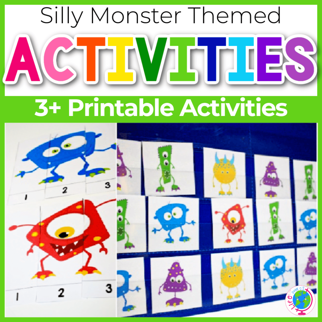 Silly monster preschool kindergarten printable activities for busy bag