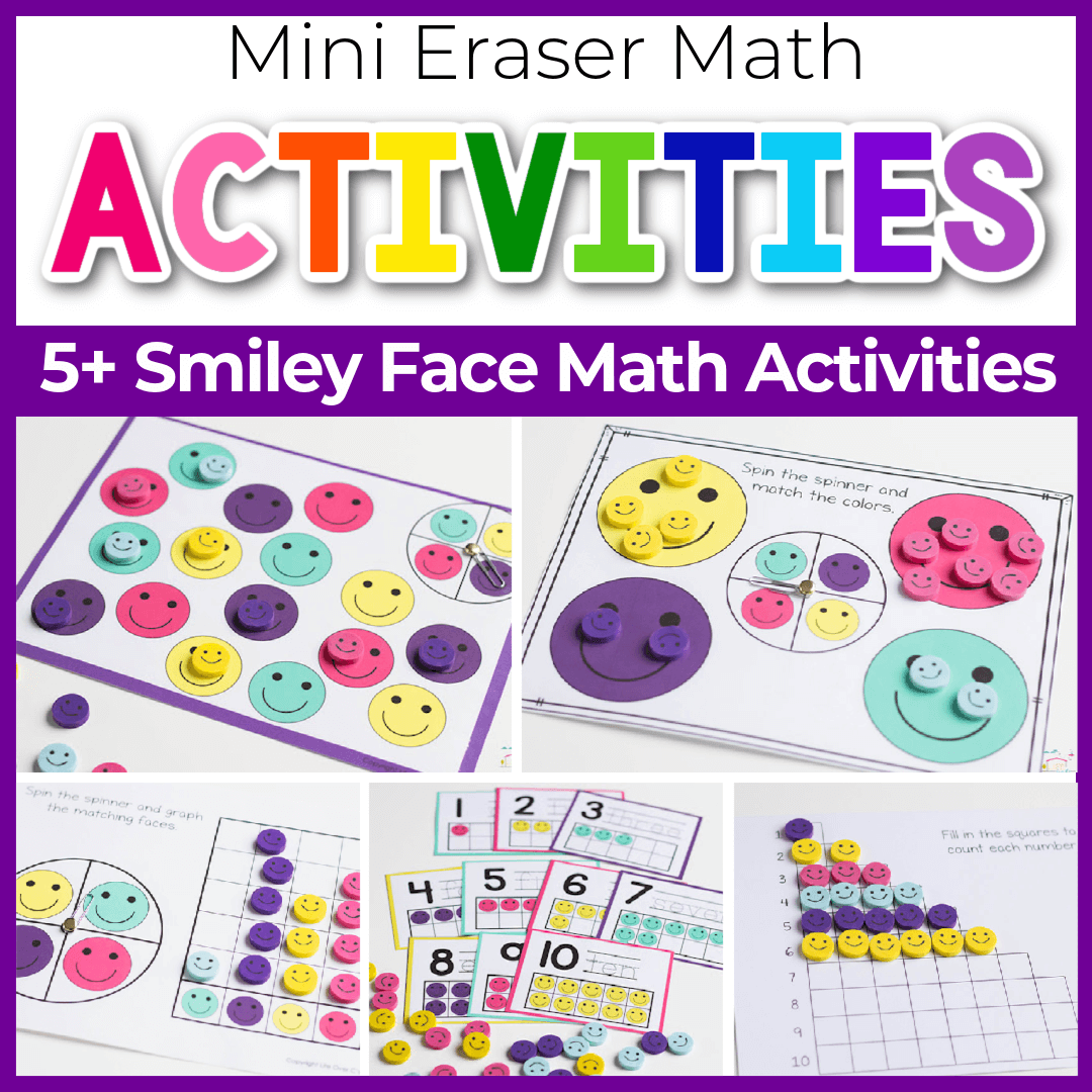 Mini eraser smiley face math activity