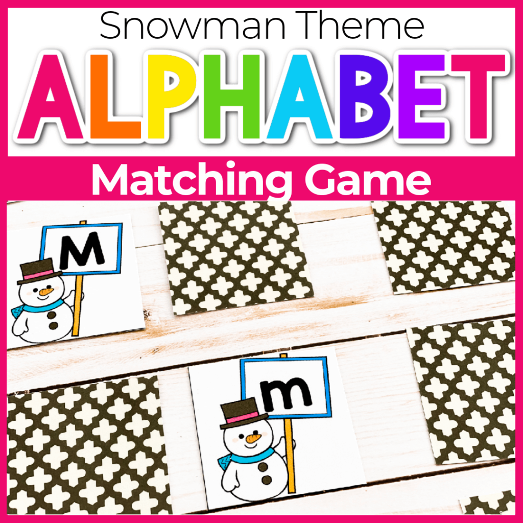 Snowman themed alphabet matching game