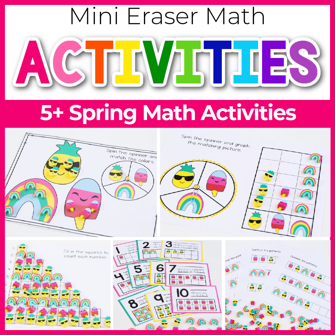 Mini eraser spring math activities