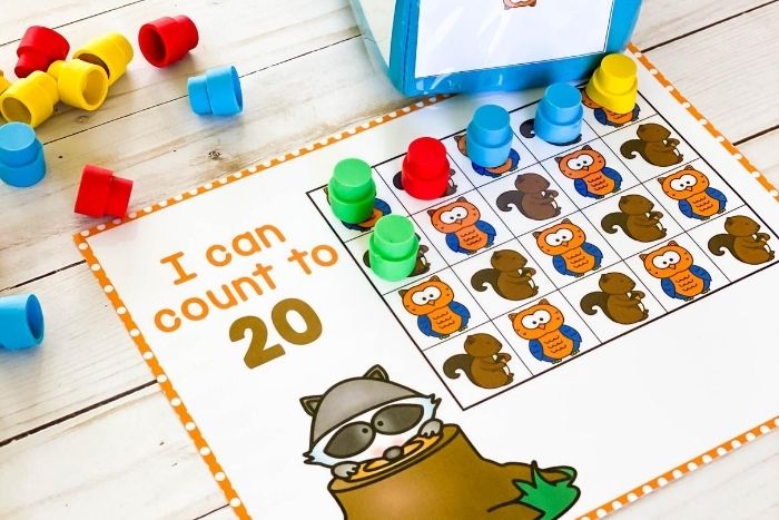 Fall animal numbers to 100 counting grid games