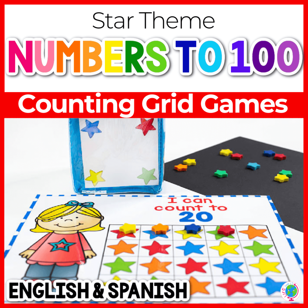 Numbers to 100 star themed counting grid game