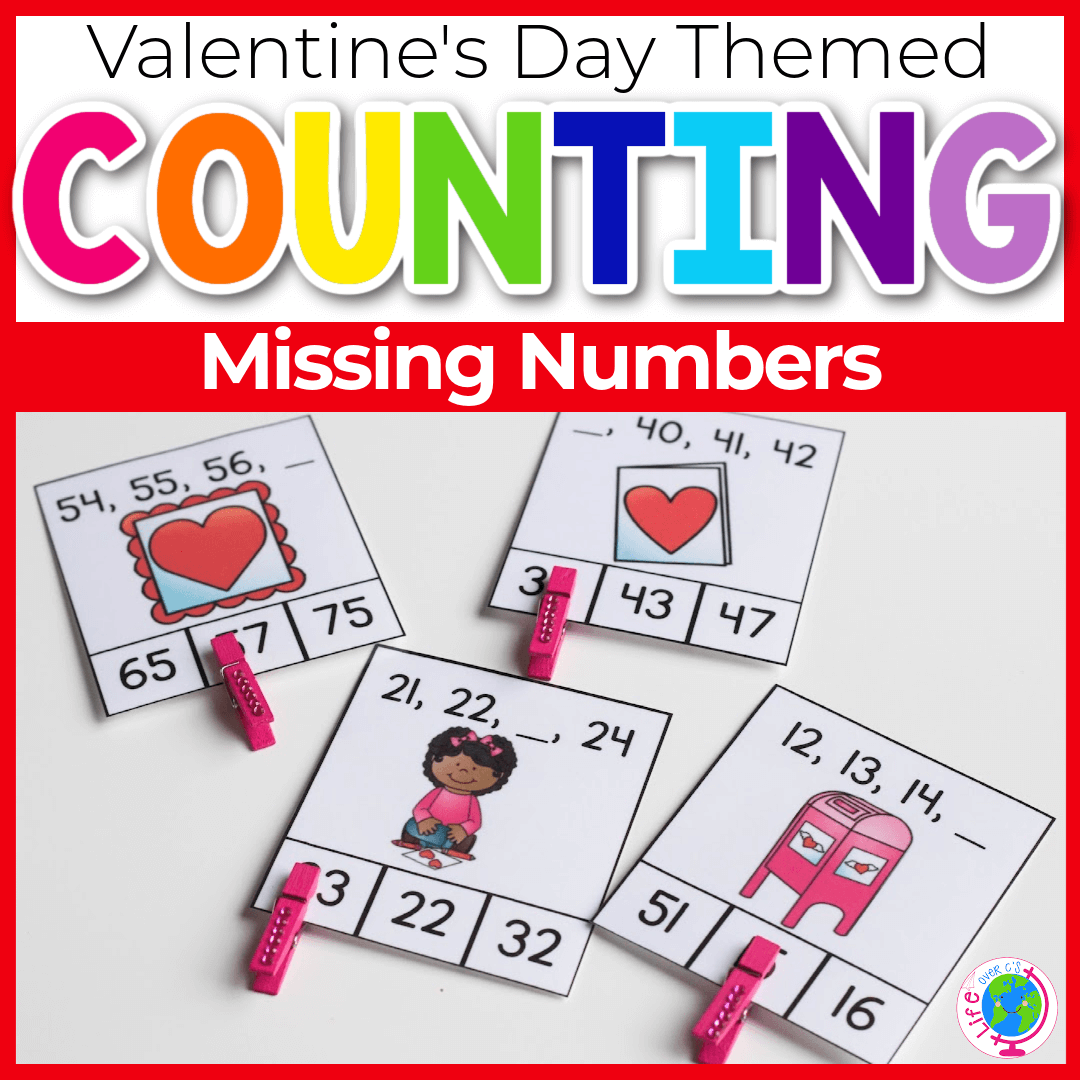Valentine's Day missing number double digit clip cards