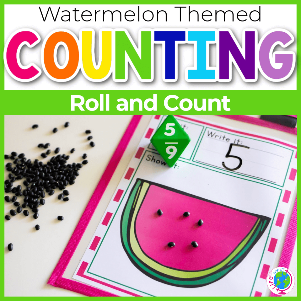 Watermelon counting roll and count number activity