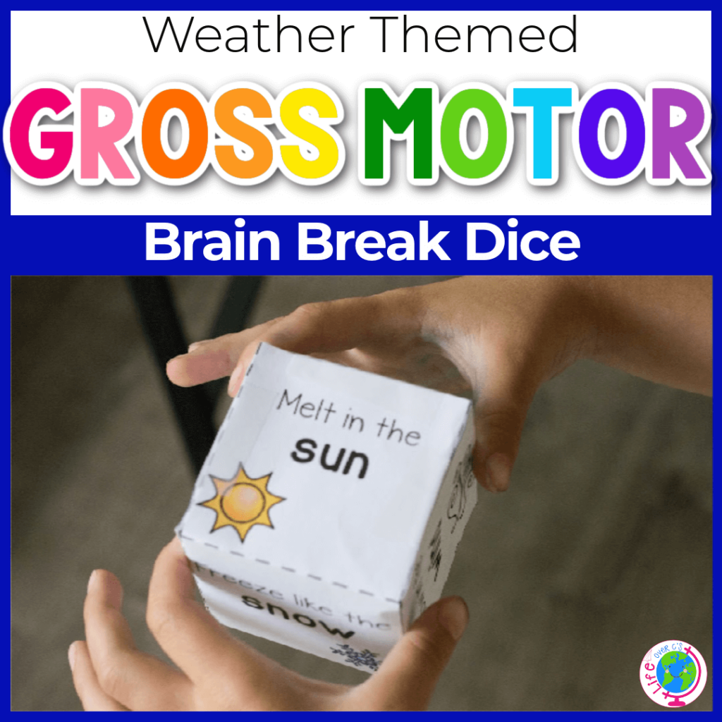 Weather themed gross motor brain break dice activity