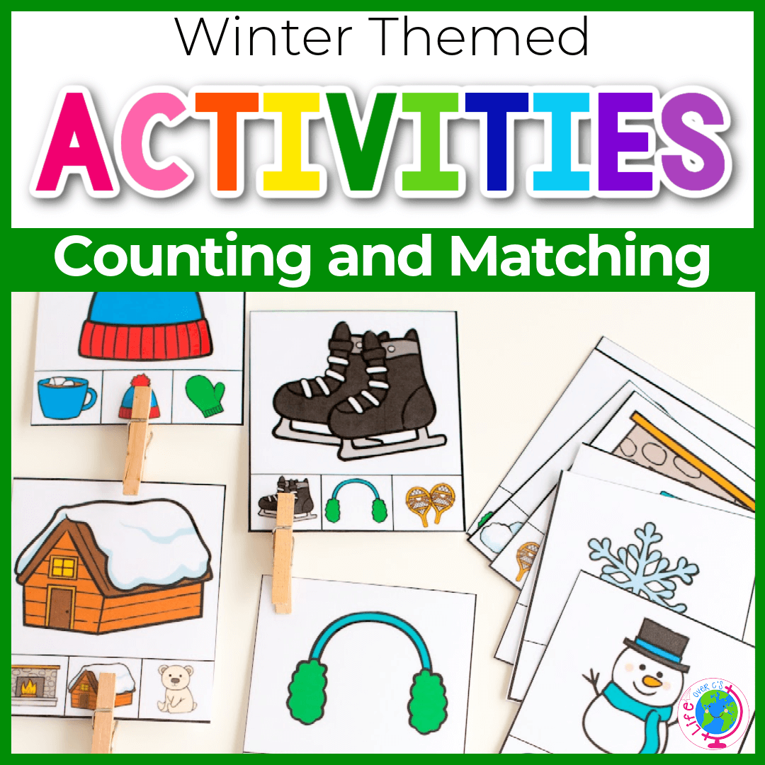 Math Counting and Matching Clip Cards: Winter Theme
