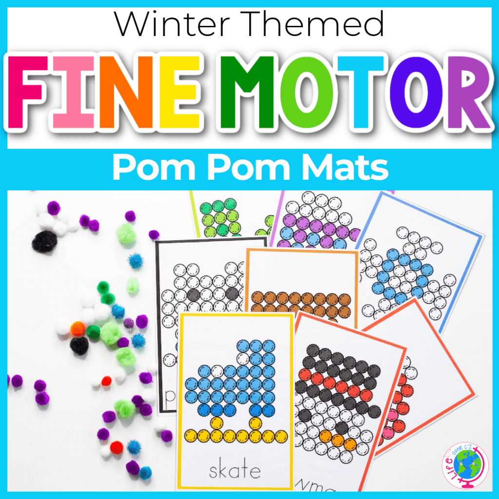 Winter themed fine motor pom pom mats