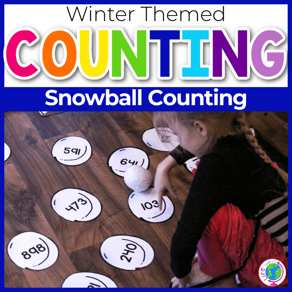 Place value snowball counting winter themed math activity