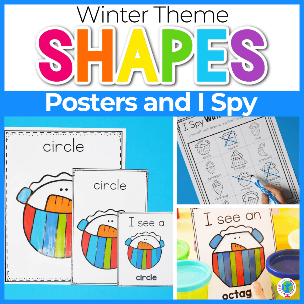 These Winter themed 2d shape posters and I spy game are perfect for a cold day of learning!