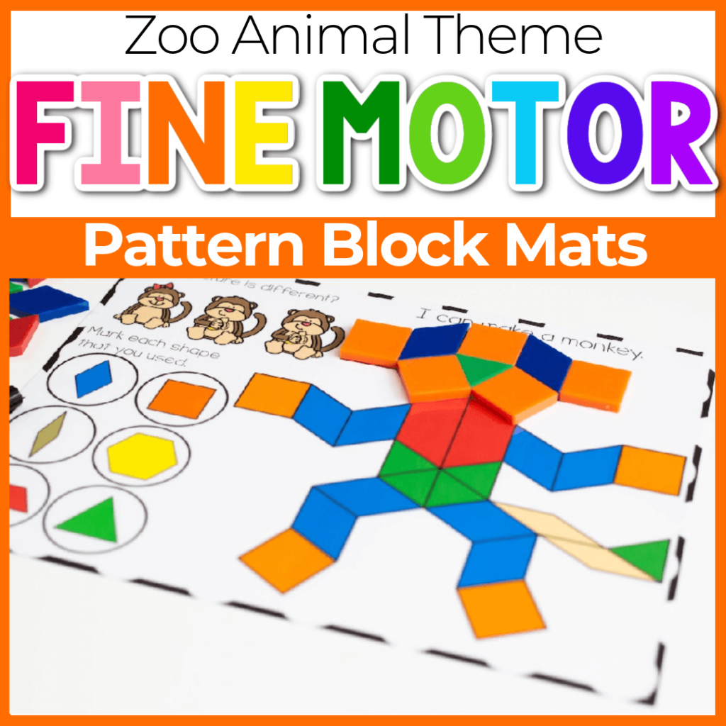 Zoo pattern block fine motor mats
