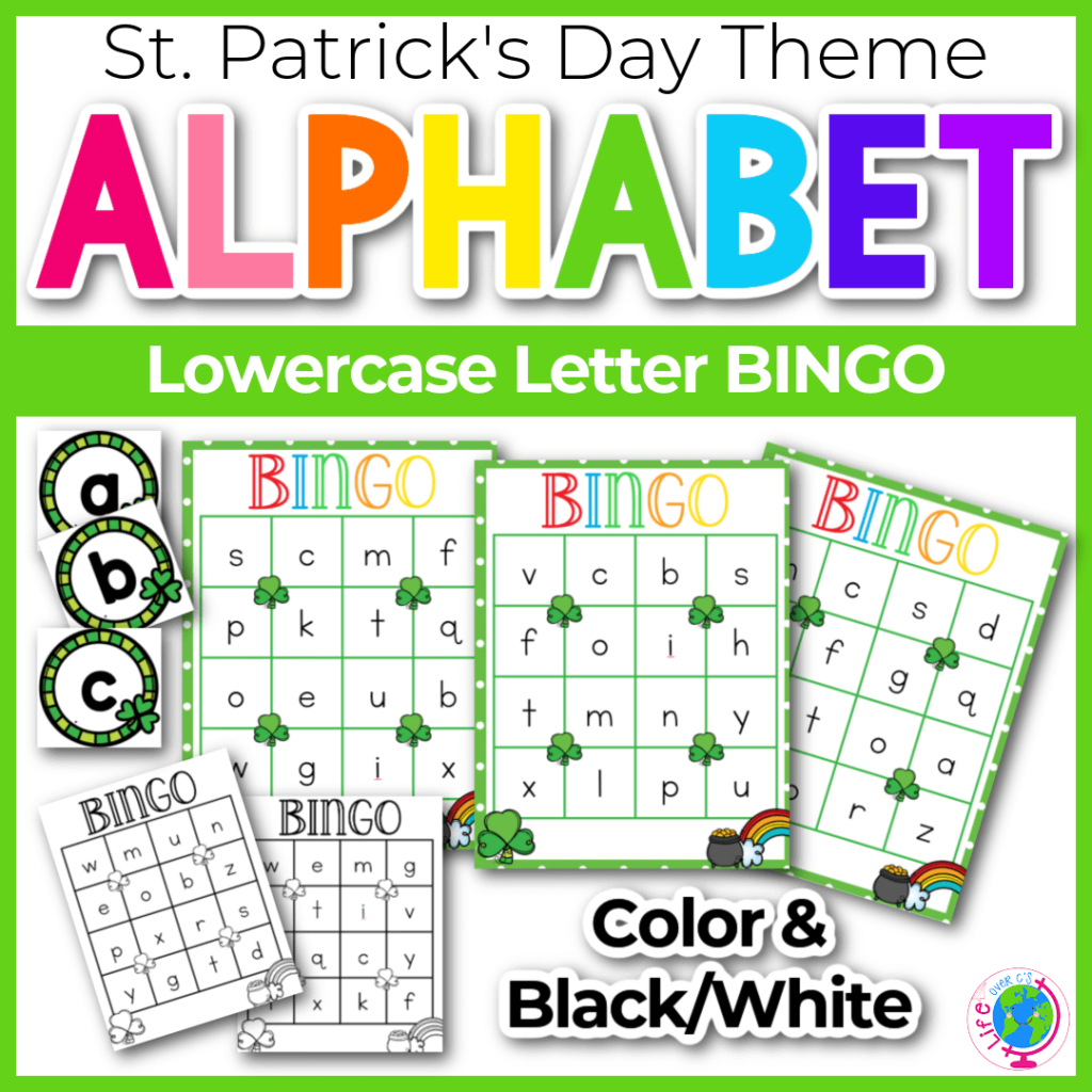St. Patrick's Day lowercase alphabet BINGO game