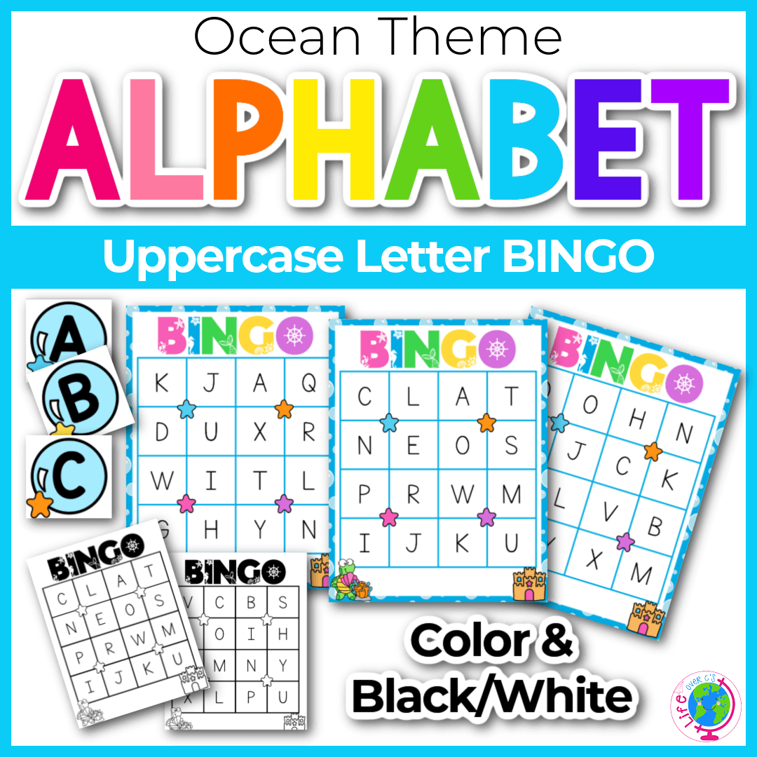 Uppercase Alphabet Bingo: Ocean Theme