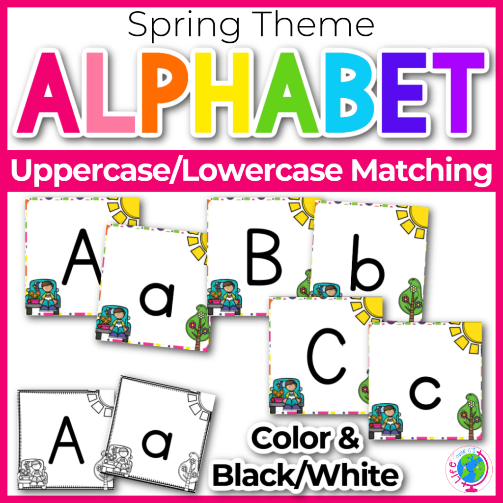 Spring alphabet uppercase and lowercase matching game