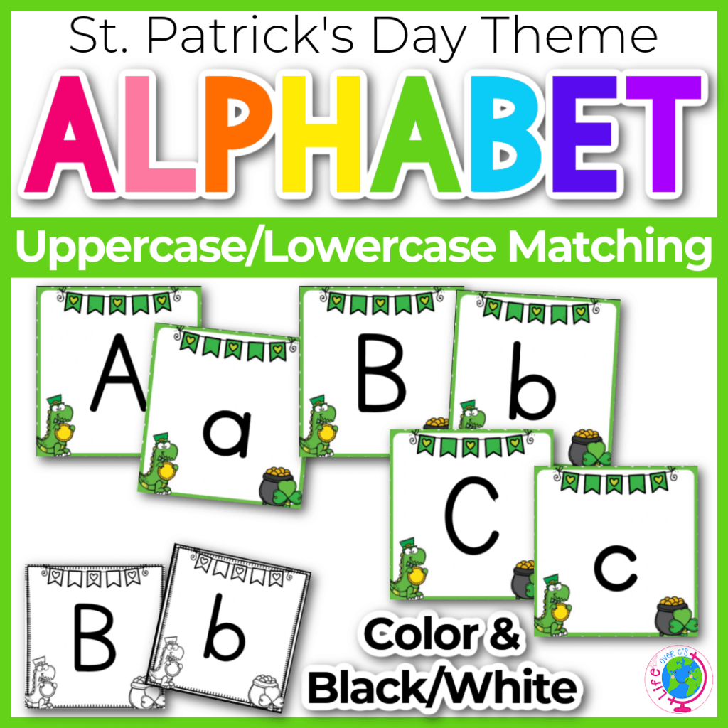 St. Patrick's Day uppercase and lowercase alphabet matching puzzles