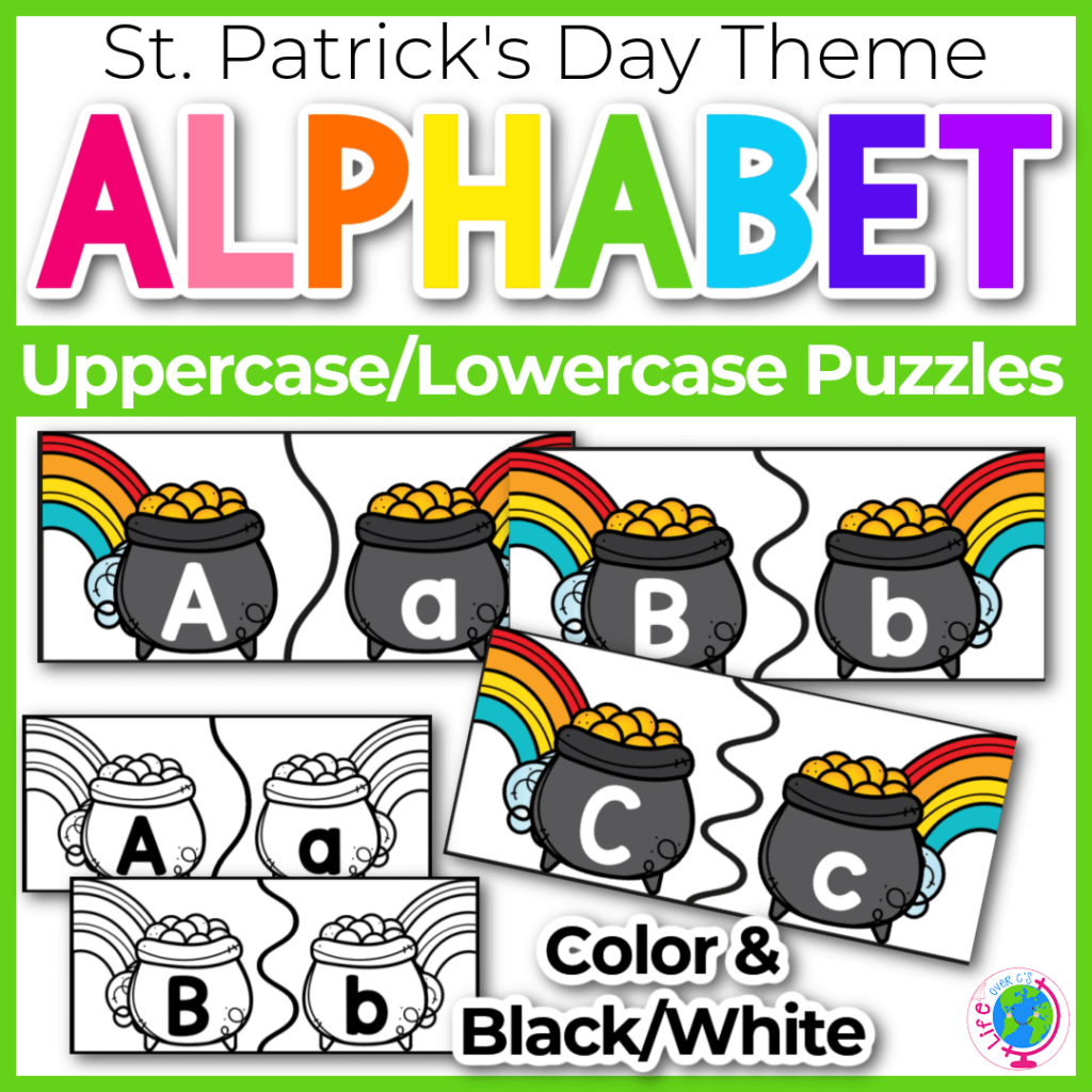 St. Patrick's Day uppercase and lowercase alphabet puzzles