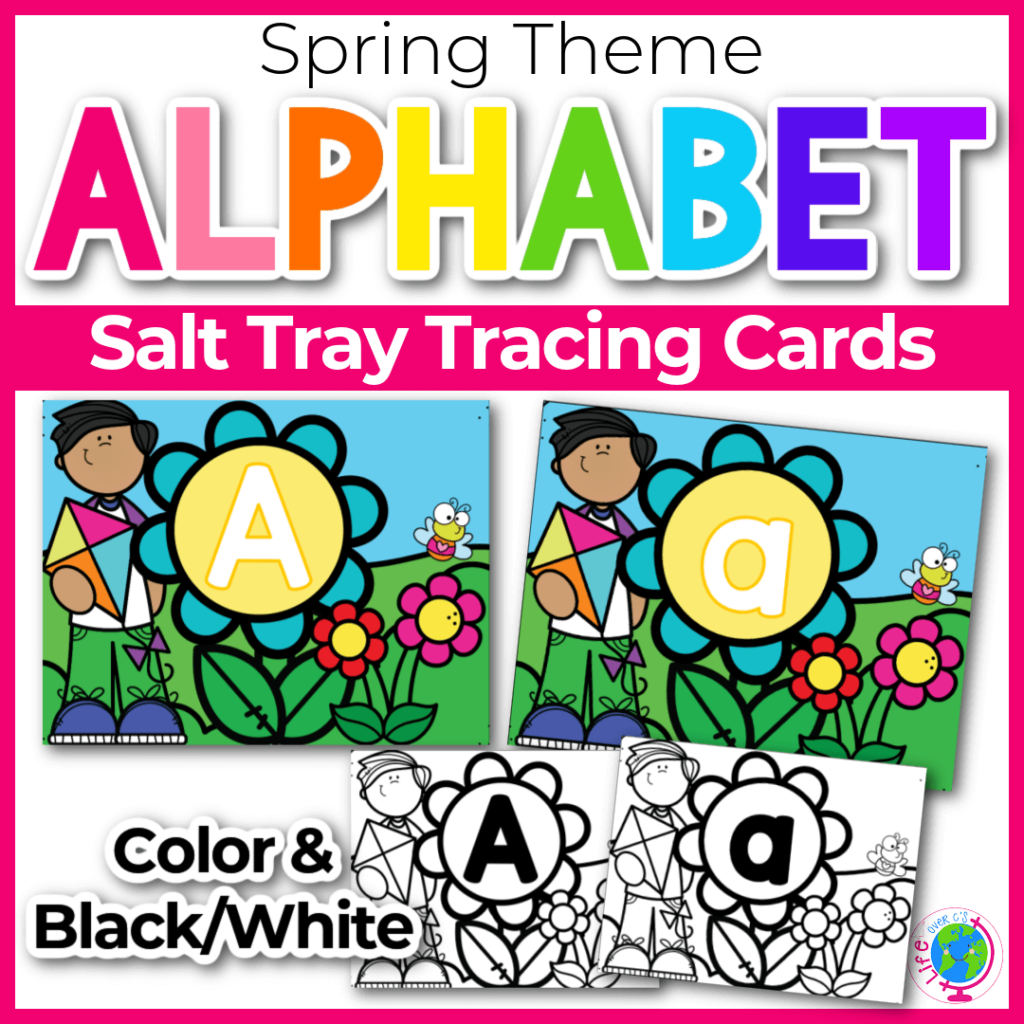 Spring alphabet uppercase and lowercase salt tray tracing cards