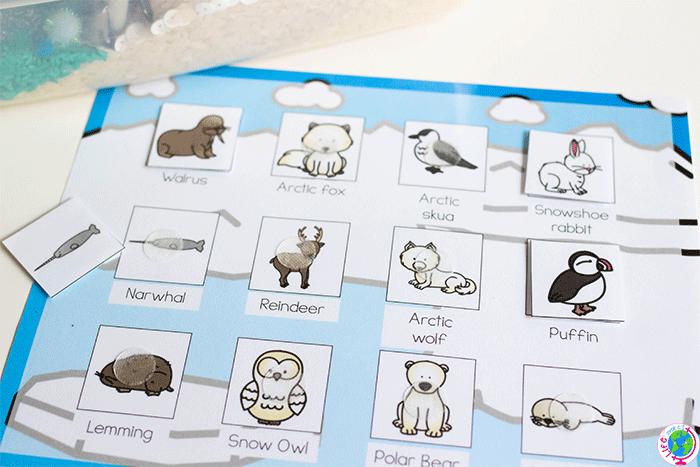 Matching mats with arctic animal theme for winter centers