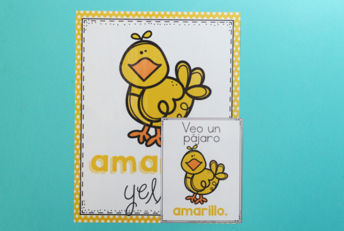 Spanish yellow bird posters for the classroom or an I spy game.
