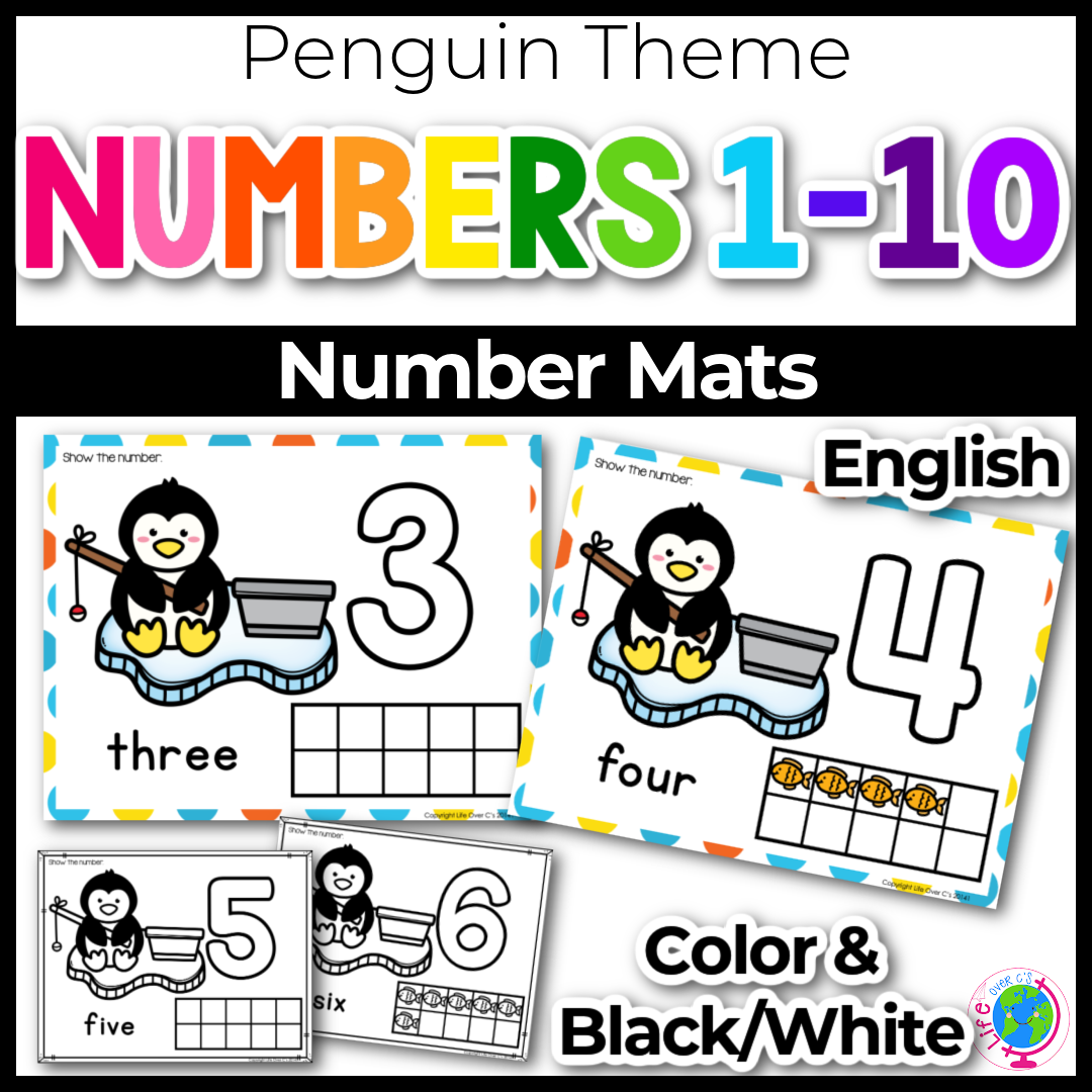 Number Counting Mats 1-10: Penguin Theme