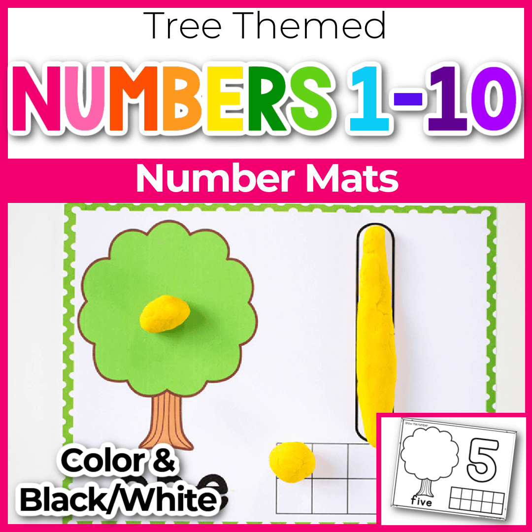 Play dough counting 1-10 activity for kindergarten with tree theme