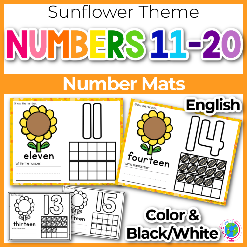 Sunflower theme 11-20 number mats