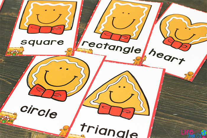 These gingerbread themed 2d shape play dough mats include many common shapes such as square, rectangle, heart, circle, and triangle.