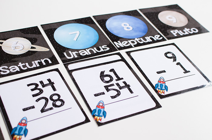 Subtraction solar system matching game