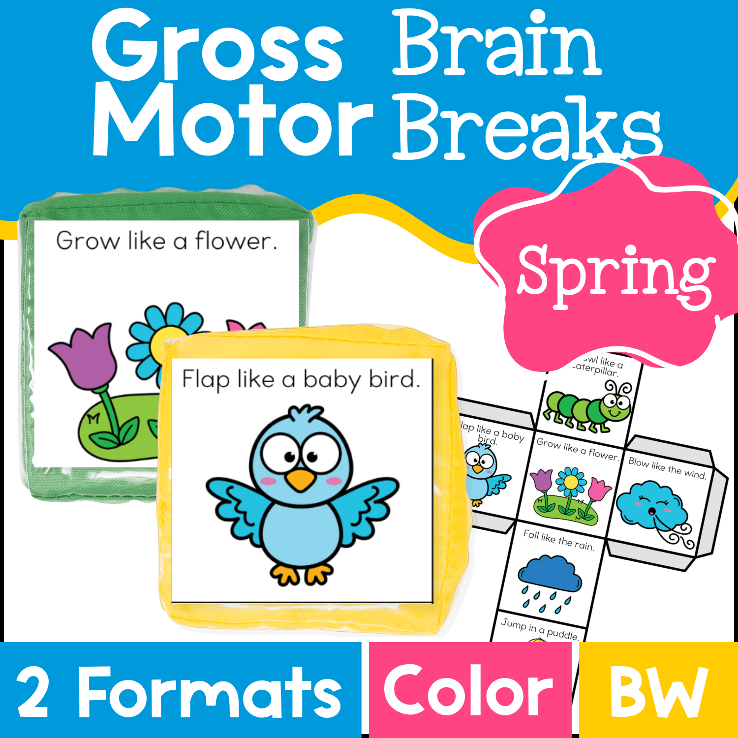 Spring gross motor brain break dice