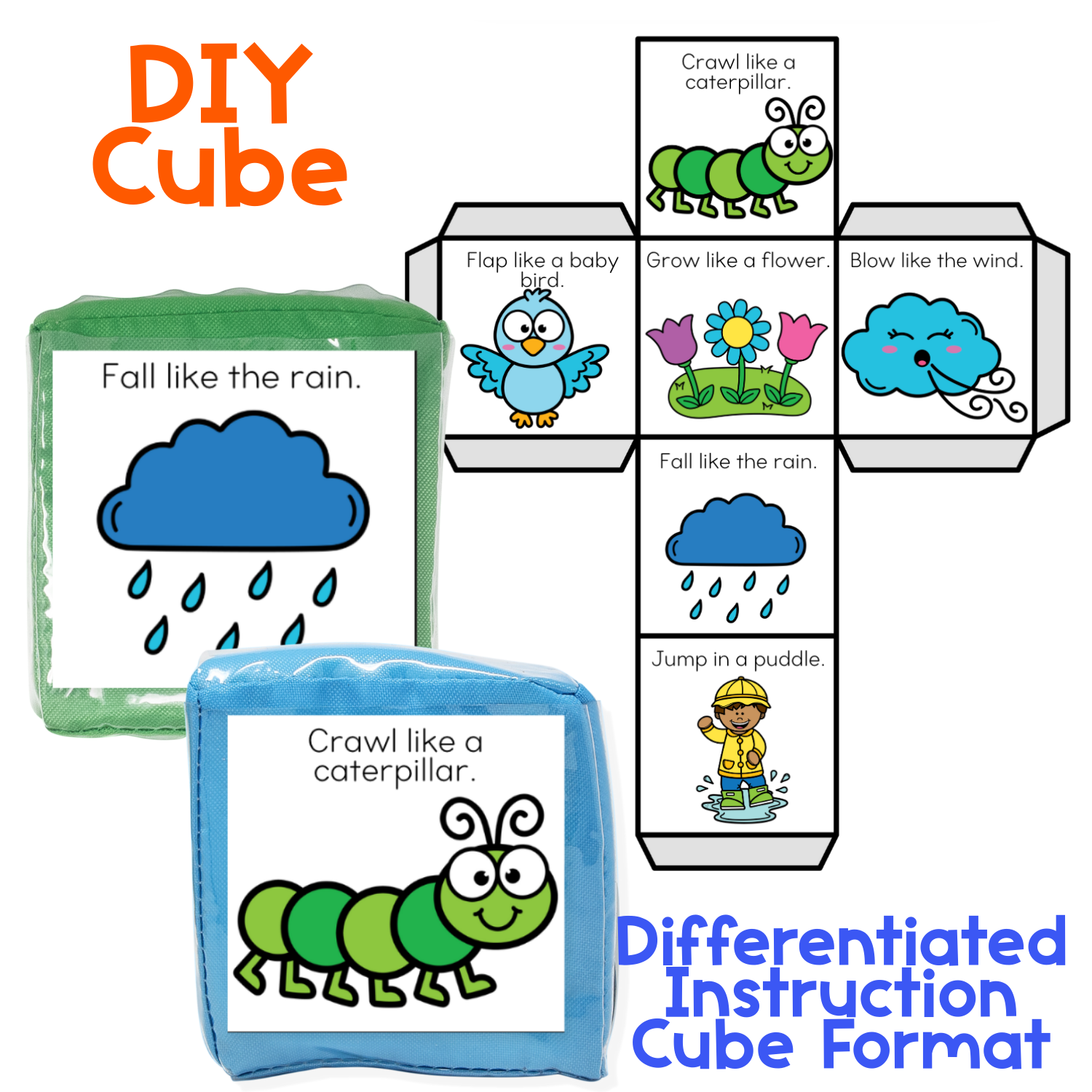 Spring gross motor brain break dice