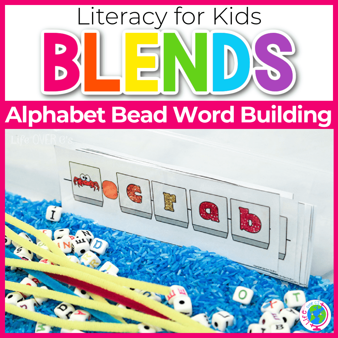 Alphabet blends bead word building activities for preschool and kindergarten