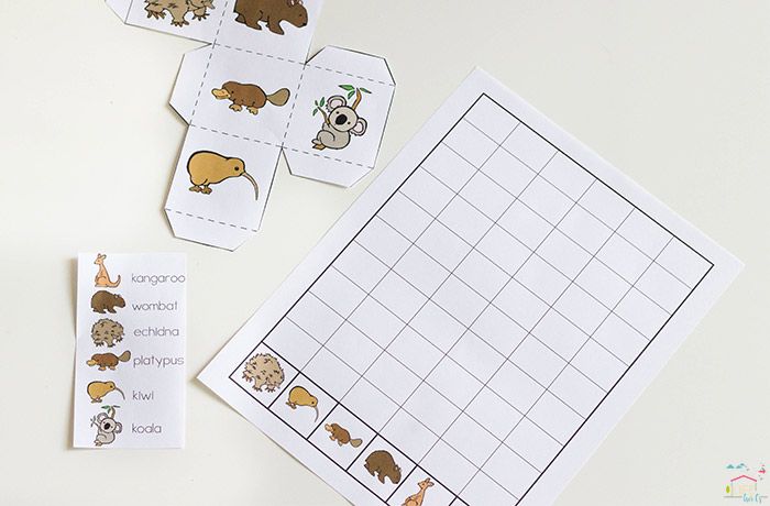 Counting graphing activity with Australian animals theme