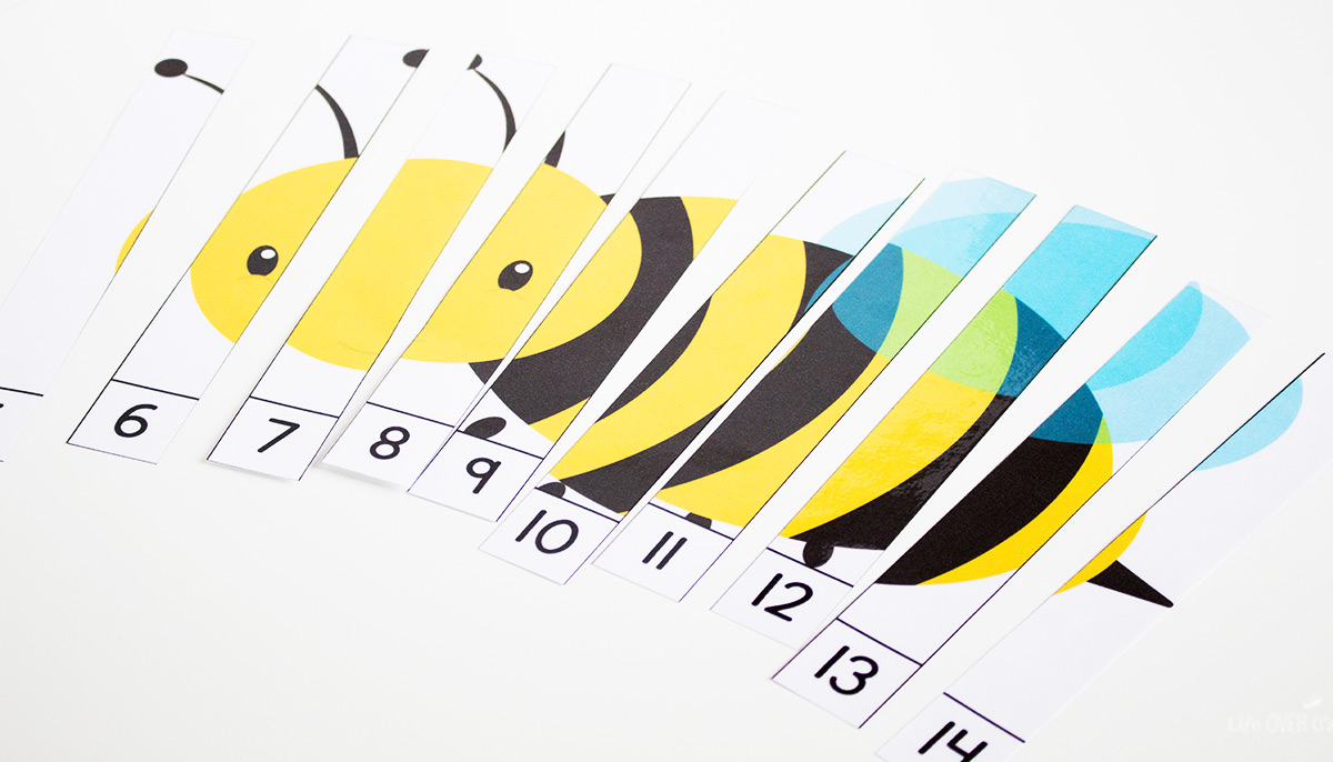 Numbers 1-20 counting puzzles with bug theme
