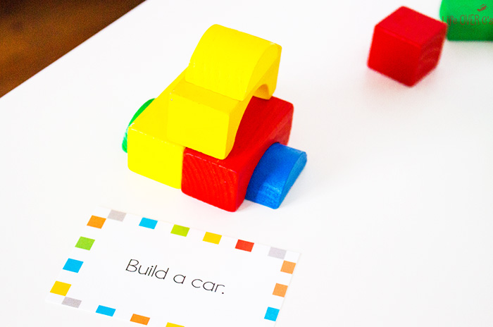 Building block challenge cards for math centers