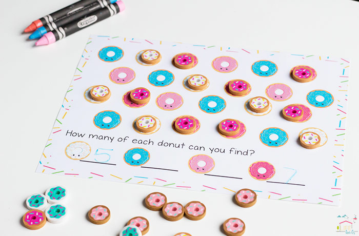 Donut math activities with erasers