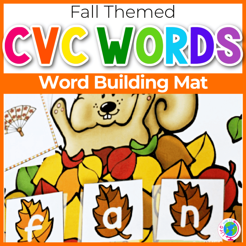Fall themed CVC word building mat