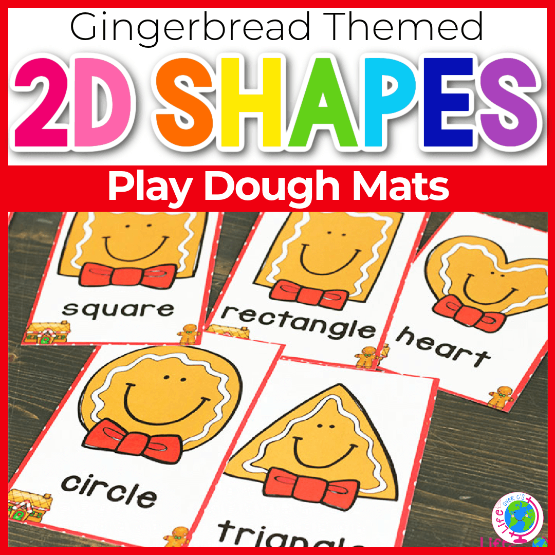 2D Shape Play Dough Mats: Gingerbread