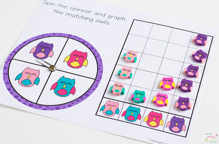 Owl graphing math activities with mini erasers
