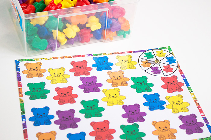 Color up matching game with rainbow bears